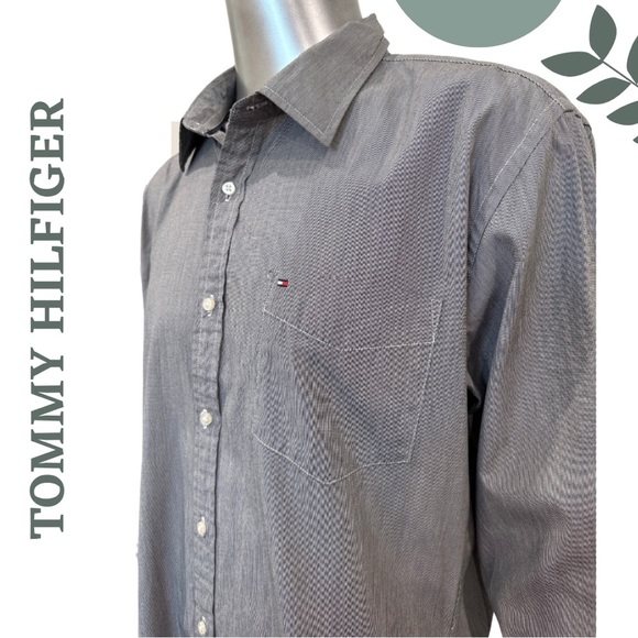 Tommy Hilfiger Grey Button-Up Long Sleeve Shirt 100% Cotton Men’s XL - Picture 3 of 6
